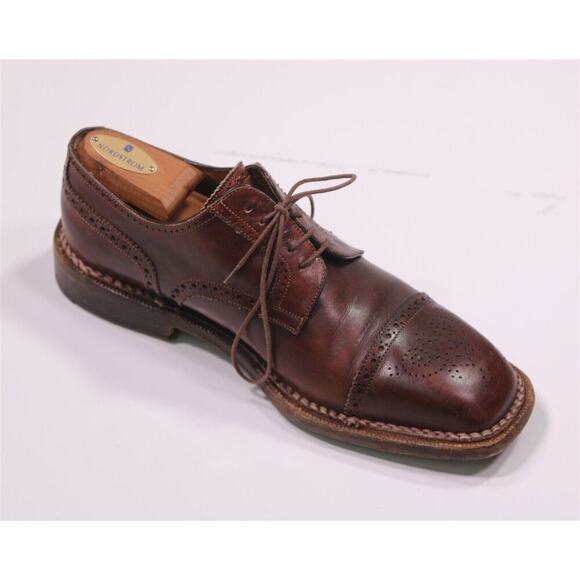 Santoni Audrey Brown Captoe Oxford Leather Dress Shoes Men\'s US 8.5 EE main image 5